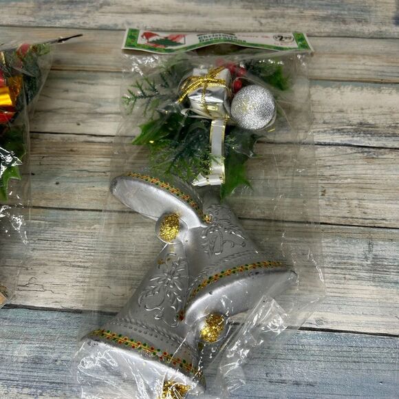 Vintage‎ Christmas Decorations Bells Ornament Country Silk MISCO Silver Gold - Picture 5 of 9